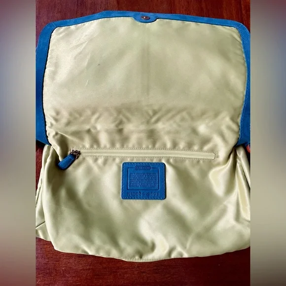 Vintage Coach Chelsea Teal Nubuc Nubuck Flap Hobo - Picture 4 of 12